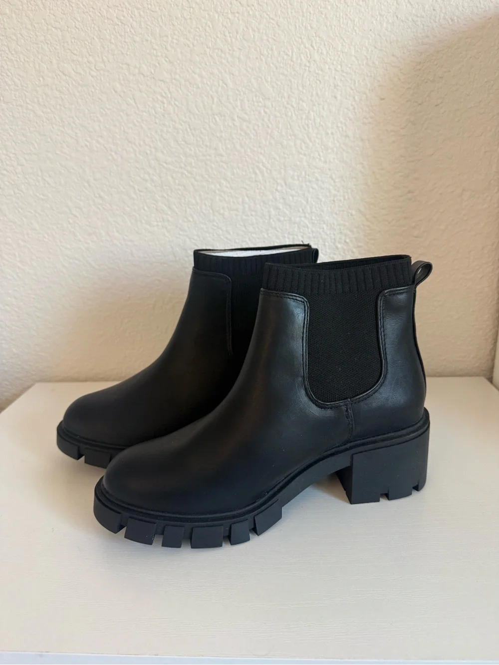 Black Chelsea Lug Heel Ankle Boots - Classic Women's Style